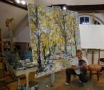 V ateliéru, podzimní motiv /  In the studio, Autumn motif 190 x 190 cm